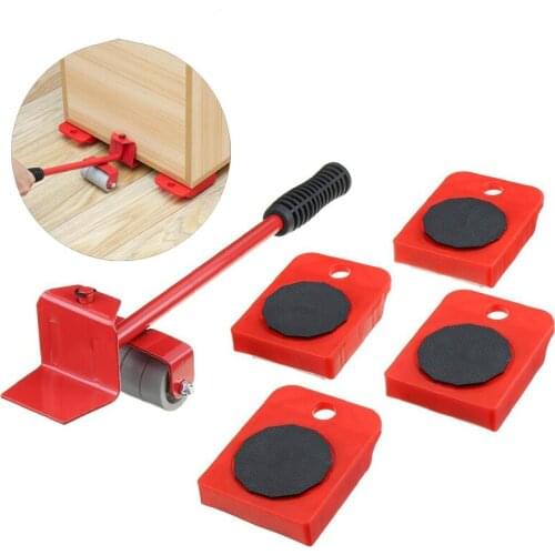 5 Pcs Moving Tools Professional Furniture Transport Lifter Tool Set Heavy Stuffs Moving Hand Tools Set Wheel Bar Mover Device