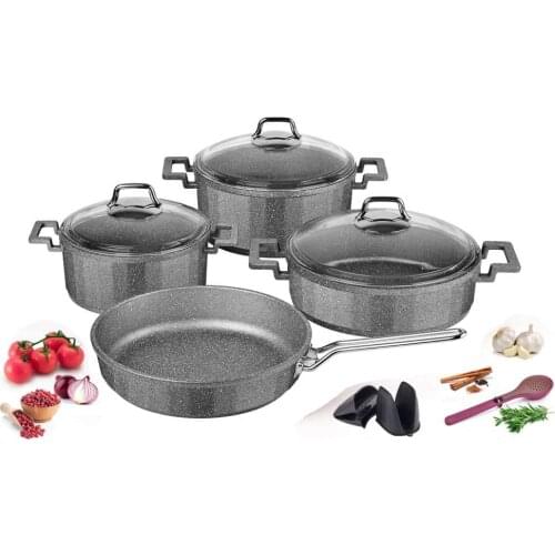 Cookware Set 4 piece Casting Aluminum Grey Rose Made in Turkey