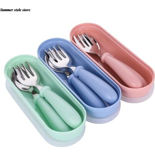 Toddler 304 Stainless Steel Flatware Tableware Candy-colored Feeding Tool Childrens Spoon And Fork Set Vajilla