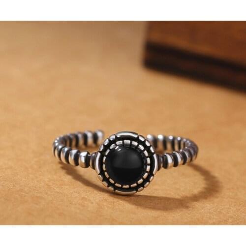 New Brand Gothic Silver Color Black Rings For Women Bridal Antique Rings Rock Jewelry 2020
