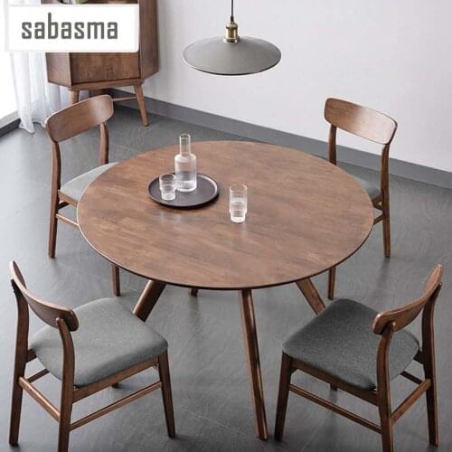 Dining table small apartment solid wood round Nordic dining table and chair combination modern simple round table 4 person table