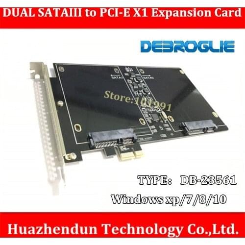DEBROGLIE DB-23561 DUAL SSD SATAIII to PCI-E X1 Expansion Card for PC/Server with M3 Screw-8pcs Support Windows xp/7/8/10