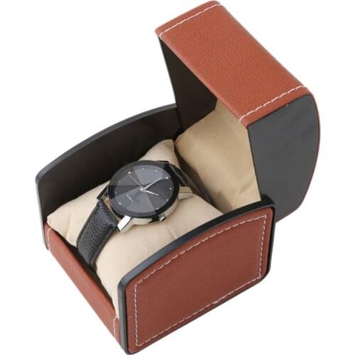 Fashion Jewelry Display Gift Box Single Watch Box Artificial Leather Square Case Pillow Pad Portable Size Storage Box 2 Colors