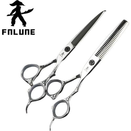 FnLune 6.0 japan steel Professional Hair Salon Scissors Cut Barber Accessories Haircut Thinning Shear Hairdressing Tool Scissors
