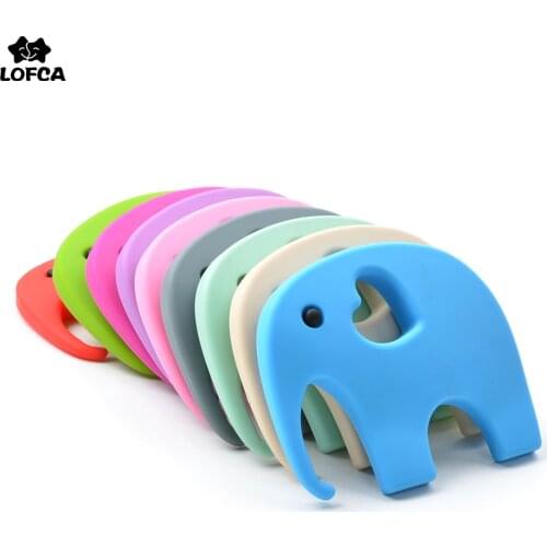LOFCA Elephant Teething Pedant BPA Free Silicone Teether Bead For Necklace Making DIY Baby Pacifier Clip 1pc Teething Beads