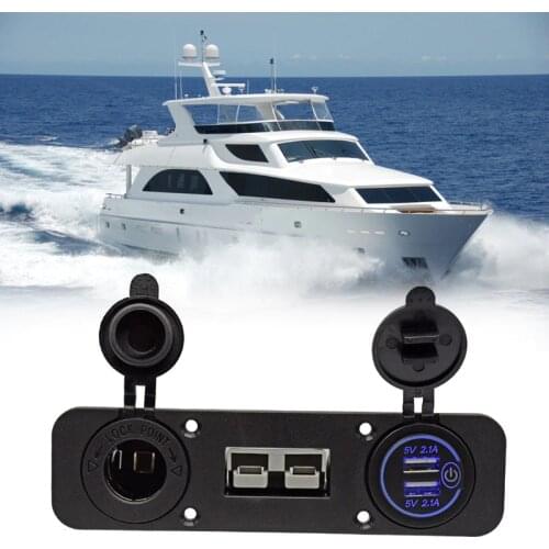 Flush Mount Anderson Plug Socket Double USB Charger Socket W/C-Igarette Lighter Panel for Caravan Camper Boat Truck