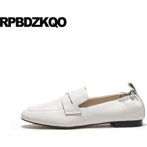 Square toe korean chinese china fashion slip on designer shoes women luxury 2019 genuine leather ladies shallow flats loafers