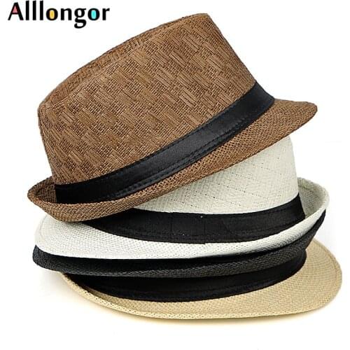 Fashion Summer Cap 2021 Chapeu Cowboy Hats Straw Hats Men Black Solid beach Panama Hat Jazz Fedora sunhat gorro hombre