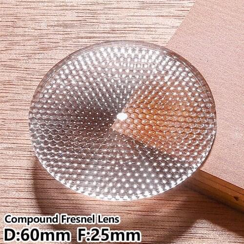 Compound Fresnel lens D60mm F25mm Eliminate stray light Photography lamp Cast light Fly eye lens Customizable
