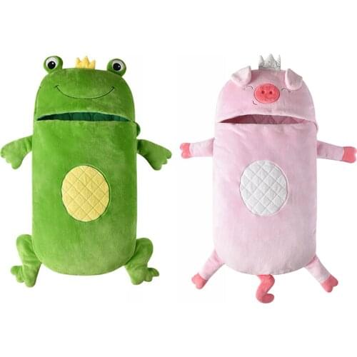 Cute Animal Warm Sleeping Bag, Velvet And Cotton Warm Pajamas Sleeping Bag Blankets For Camping And Hiking