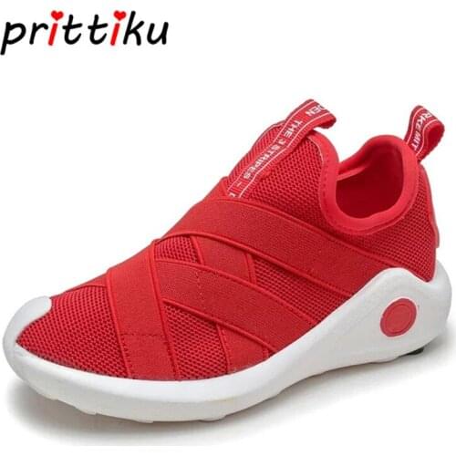 Spring 2020 Toddler Girl Boy Knit Mesh Breathable Sneakers Little Kid Red Black Trainers Big Children Sport School Running Shoes
