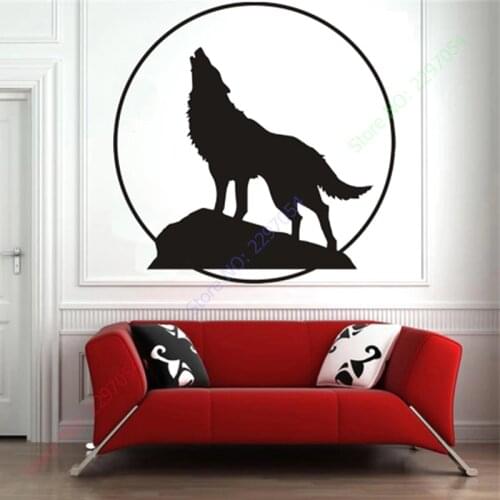 Wolf Howling Twilight - Vinyl Wall Decal Sticker Decor, free shipping,color white black