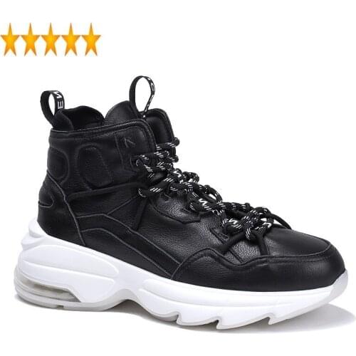 Top High Quality Mens Casual Genuine Fashion Thick Platform Joggers Sneakers Lace Up Leather Trainers Shoes