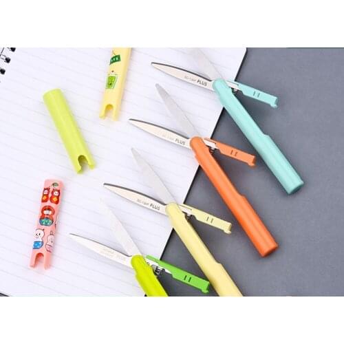 Japan PLUS Folding Scissors Household Small Size Portable Scissors Outdoor Travel Safe for Children Handwork