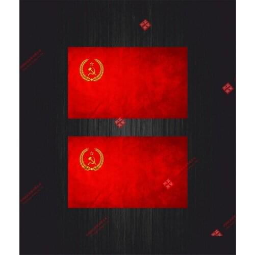Funny Racing 2x Aufkleber Sticker Russia Sowjetunion Flagge Fahne Russland Wappen Cccp Udssr Racing Helmet Stickers