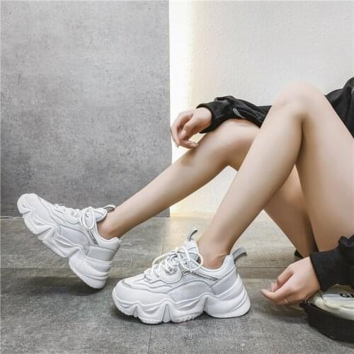 Womens chunky sports shoes vulcanized shoes Korean fashion new style womens platform running casual shoes women