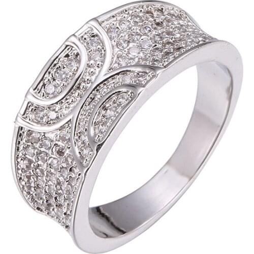 Women Rings Silver Plated Rings With Full Zircon Fashion Glamour Banquet Engagement Rings Birthday Gift For Girlfriend