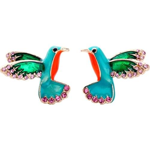 Oil Drop Earrings Female European and American Personality Enamel Glaze Jewelry Ladies Colorful Bird Fashion Simple Wild Earring