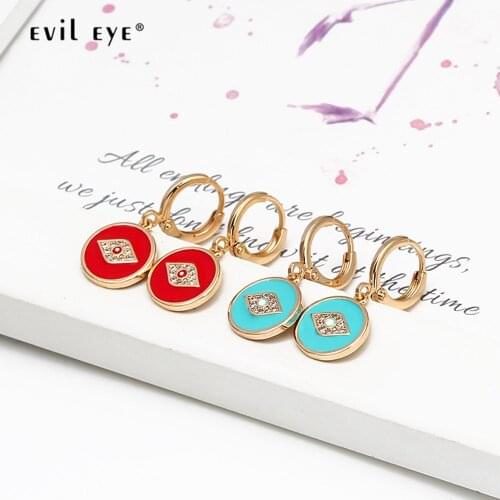 EVIL EYE Dropping Oil Blue Turkish Evil Eye Drop Earrings Copper Gold Color Small Dangle Earrings Jewelry for Women Girls BE87