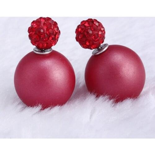 Double Pearls Crystal Earring For Women New Fashion Cute Rhinestone Pearl Stud Earrings Female Jewelry Brincos Girlfriend Gifts