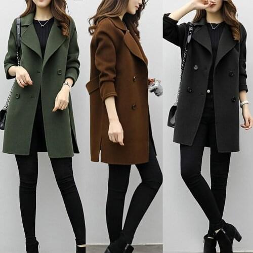 Two Breasted Ladies Long Sleeve Loose Suit Coat Jacket Women blazers Female Solid color long suit loose sliming jacket