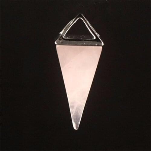 12pcs/lot Genuine Roses Quartz Triangle Pyramid Colorful Magic Crystals Point Healing Faceted Luxor Natural Stone Pendants Free