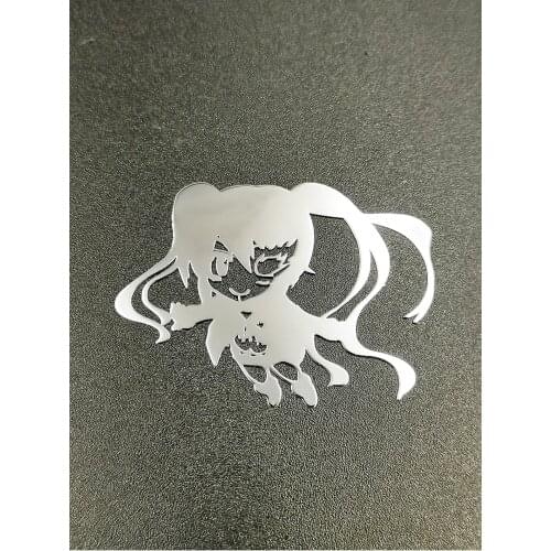 2 pcs Metal Gold Silver Anime Beautiful Girl Vinyl Sticker Cellphone Decal Stickers for Laptop Iphone Car IPAD or Helmet
