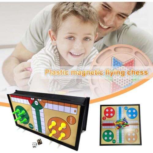 25cm Ludo Board Game Magnetic 5 In 1 Plastic with Folding Chessboard Ludo Chess for Kids Children
