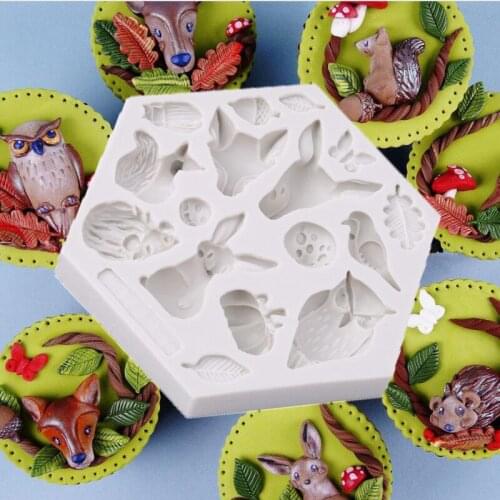 3D Forest Animal Mould Silicone Molds Woodland Cake Decorative Mold Tools Cake Decorating Fondant Mold