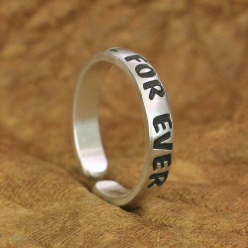 999 Pure Silver LOVE FOR EVER Ring Width 4mm Open Size Lovers Ring 9Y028