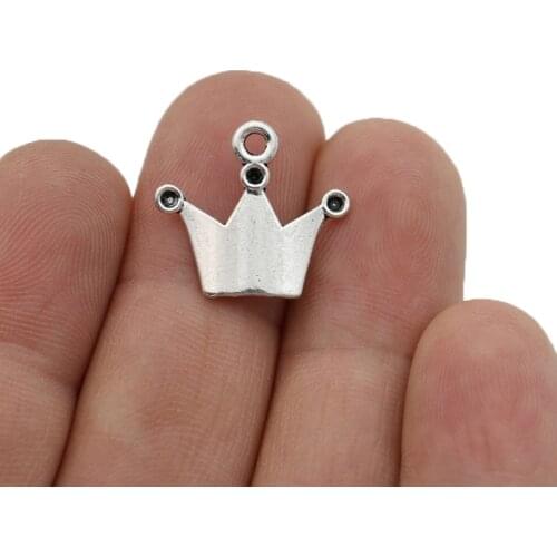 JAKONGO Crown Charm Pendants for Jewelry Making Bracelet DIY Accessories 17x19mm 20pcs