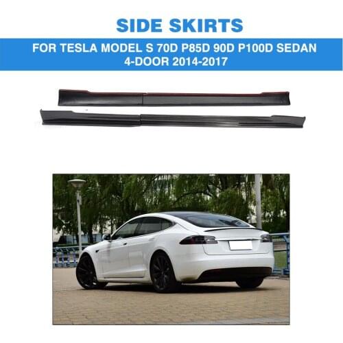 Carbon Fiber Auto Side Skirts Aprons Chin Kit Guard for Tesla Model S 70D P85D 90D P100D Sedan 4 Door 2014-2017