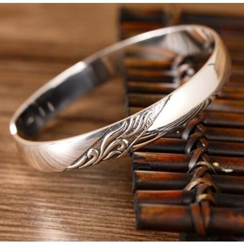 MeibaPJ Real S999 Sterling Silver Fashion Simple Personality Retro Leaf Bracelet Exquisite Party Gift Jewellery