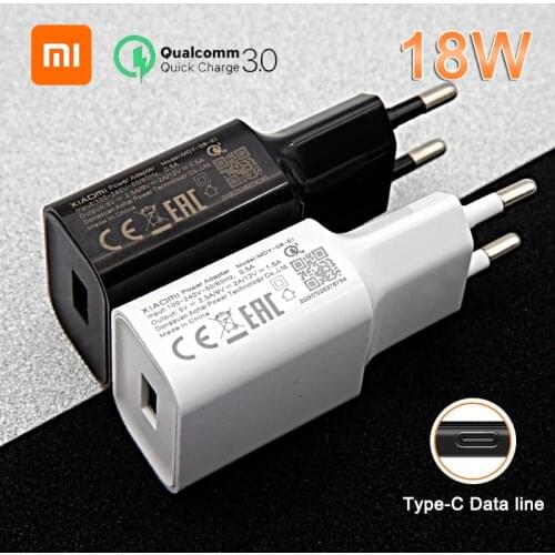 Xiaomi Fast Charger 18w QC 3.0 Red Mi Note 8 Type-C Charger Adapter Charging Cable for Mi 8 9 SE 9T K20 Pro Red Mi Note 7 8 8T 8