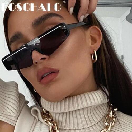 One Piece Small Cat Eye Sunglasses Women Red Purple Mirror Eyewear Men Chic Stripe Lens Rimless Sun Glasses Female Brand Shades