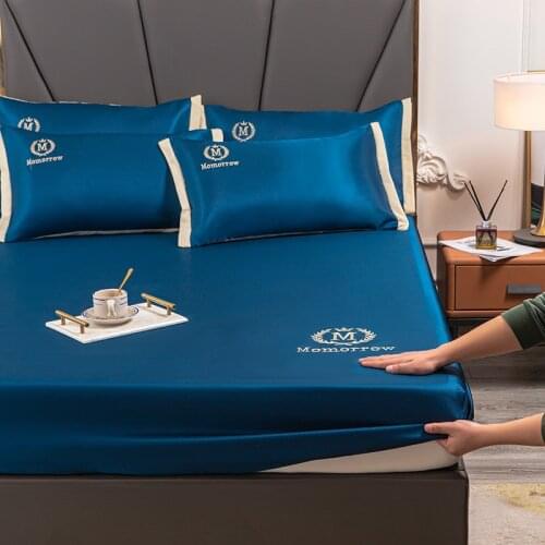 Kuup Summer Cool Microfiber Fitted Sheet Set Solid Color Bed Sheets With Elastic Band Bed Cover Queen King Size Mattress Cover