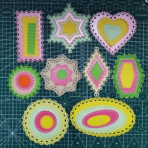 Creative Lace Shape Frame Carbon Steel Cutting Dies DIY Scrapbooking Photo Album Embossing Paper Cards Making Stencil Cards H55A