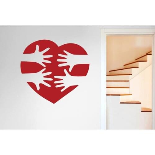 Love Heart Vinyl Wall Decal Reaching Hands Pattern Wall Stickers For Kids Room Interior Nursery Removable DIY Home Decor SYY618