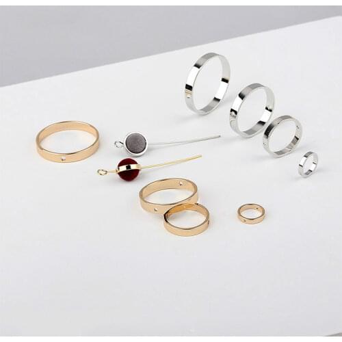 Diy minimalist geometric earrings earrings accessories pure copper plating gold and silver double hole circular earrings jewelry