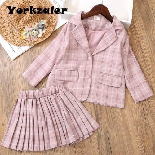 Fashion Kids Girls Clothes Set Pink Color Long Sleeve Jacket and Skirt Girls Suit Fashion Style Children Winter Outfits Set
