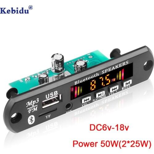 Kebidu DC USB 5V/18V MP3 Player Decoder Board Bluetooth Car Recording Module FM AUX Radio For Speaker Handsfree