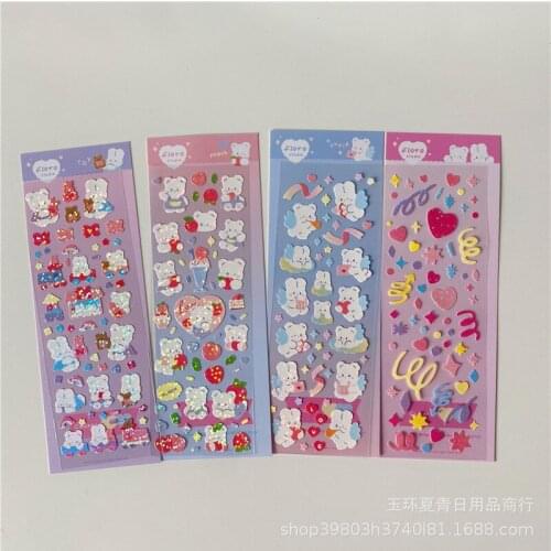 Cartoon Bear Angel Toy Decoration Creative Laser Sticker DIY Material Scrapbooking Diary Card Making Photo Album Stationery