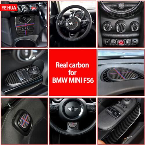 For BMW Mini Cooper F56 Real Carbon Fiber Specialized Car Cover Stickers Auto Accessories Interior Детали интерьера Cool