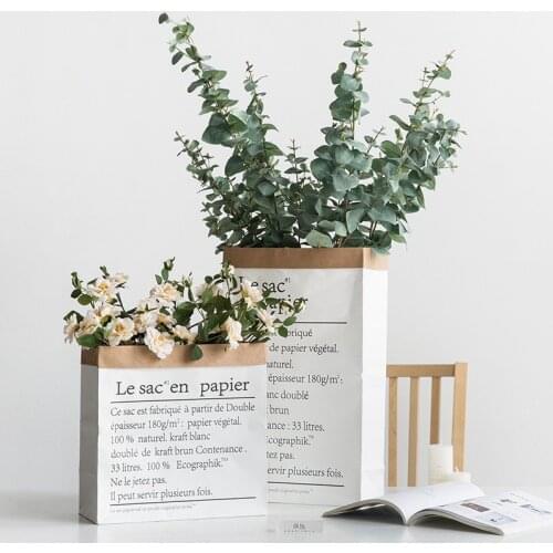 Living Room Decor Multi Kraft Paper Plant Vase Desktop Flower Pot Wedding Decor Home Decoration Fake Plants Storage Accessories