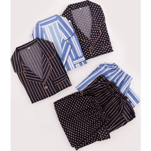 Summer New Ice Silk Striped Short Sleeved Shorts Mens Pajamas Two Piece Suit Sleepwear Male Pijamas Home Service Clothing Pyjama