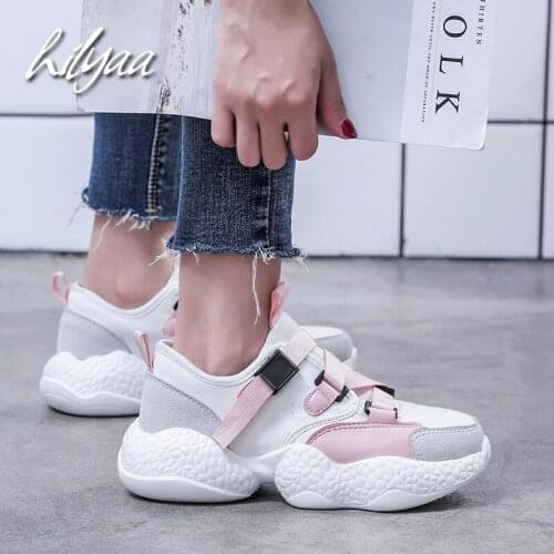 New Woman Fashion Sneakers Genuine Leather Buckle Strap Breathable Female Casual Sport Shoes 2020 Spring New Sneakers For Women