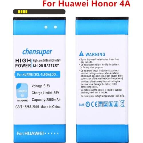 New High quality For Huawei Honor 4A Battery Honor4A SCL-TL00 SCL-ALOO New 2800mAh HB4342A1RBC Battery
