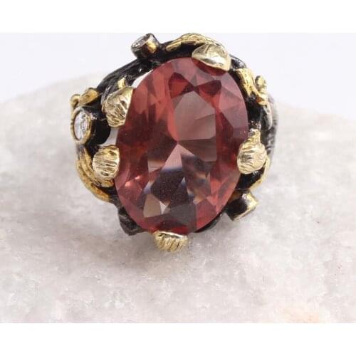 Oval Cut Sultanite Stone Womens 18K Gold Plated Silver Ring, Woman Silver Sultanite Handmade Ring,color changing