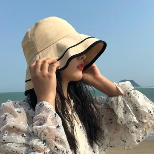 Women Sunhat Caps Large Brim Reversible Beach Summer Hats Casual Cotton Wear Wide Brim Floral Fishing Female Bucket Hats Cap
