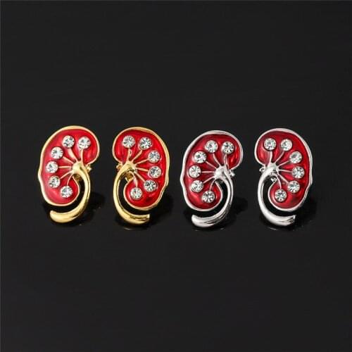 A Pair Of Lung Enamel Medical Brooch Pins Inlaid Crystal High-quality Metal Pins For Doctors And Nurses Lapel Badge Jewelry Gift